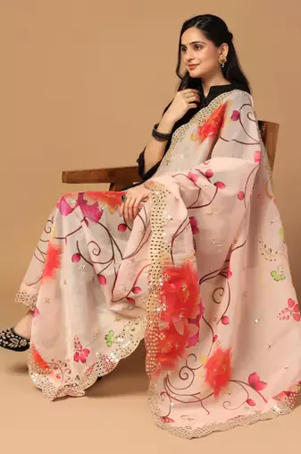 Digital print orgenza sequnce work dupatta for women and girls to wear on gown chaniya choli kurti etc