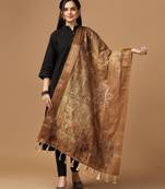 Digital print chanderi zari embroadery zahal work dupatta for women and girls to wear on gown chaniya choli kurti etc