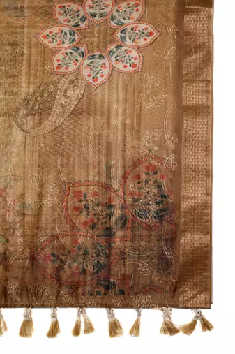 Digital print chanderi zari embroadery zahal work dupatta for women and girls to wear on gown chaniya choli kurti etc