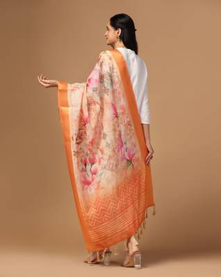 Digital print chanderi zari embroadery zahal work dupatta for women and girls to wear on gown chaniya choli kurti etc 3