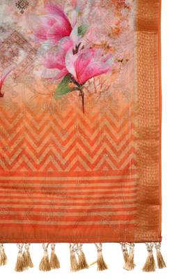 Digital print chanderi zari embroadery zahal work dupatta for women and girls to wear on gown chaniya choli kurti etc 5