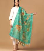 Digital print chanderi zari embroadery zahal work dupatta for women and girls to wear on gown chaniya choli kurti etc