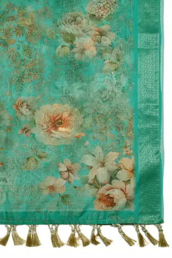 Digital print chanderi zari embroadery zahal work dupatta for women and girls to wear on gown chaniya choli kurti etc