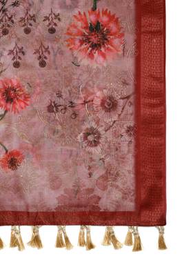 Digital print chanderi zari embroadery zahal work dupatta for women and girls to wear on gown chaniya choli kurti etc 5