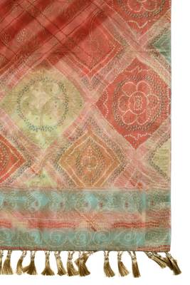 Digital print chanderi zari embroadery zahal work dupatta for women and girls to wear on gown chaniya choli kurti etc 5
