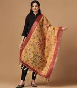 Digital print chanderi zari embroadery zahal work dupatta for women and girls to wear on gown chaniya choli kurti etc