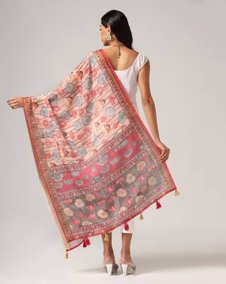 Digital print lilen blend zari dupatta for women and girls to wear on gown chaniya choli kurti etc 3