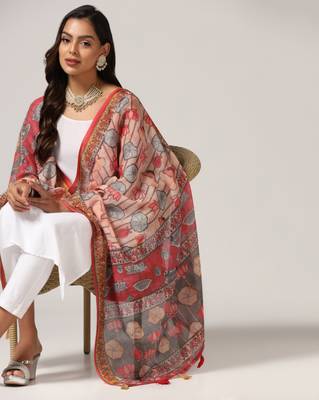Digital print lilen blend zari dupatta for women and girls to wear on gown chaniya choli kurti etc 4