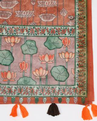 Digital print lilen blend zari dupatta for women and girls to wear on gown chaniya choli kurti etc 5