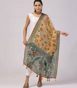 Digital print lilen blend zari dupatta for women and girls to wear on gown chaniya choli kurti etc