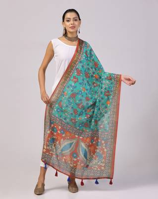 Digital print lilen blend zari dupatta for women and girls to wear on gown chaniya choli kurti etc 1