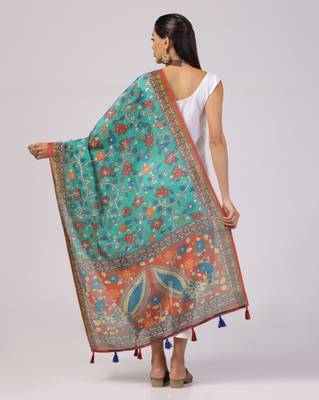 Digital print lilen blend zari dupatta for women and girls to wear on gown chaniya choli kurti etc 3