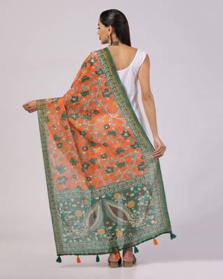 Digital print lilen blend zari dupatta for women and girls to wear on gown chaniya choli kurti etc 3