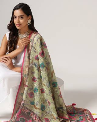 Digital print lilen blend zari dupatta for women and girls to wear on gown chaniya choli kurti etc 4