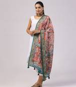 Digital print lilen blend zari dupatta for women and girls to wear on gown chaniya choli kurti etc