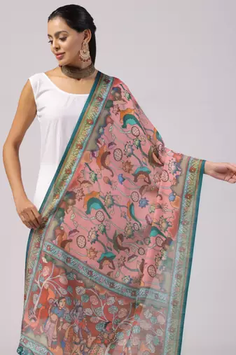 Digital print lilen blend zari dupatta for women and girls to wear on gown chaniya choli kurti etc