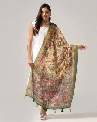 Digital print lilen blend zari dupatta for women and girls to wear on gown chaniya choli kurti etc 1