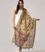 Digital print lilen blend zari dupatta for women and girls to wear on gown chaniya choli kurti etc