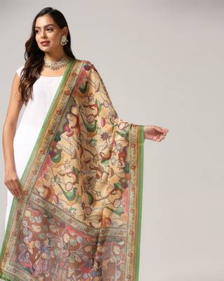Digital print lilen blend zari dupatta for women and girls to wear on gown chaniya choli kurti etc 2