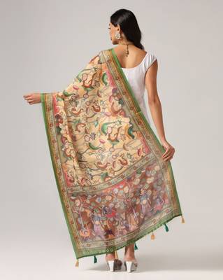 Digital print lilen blend zari dupatta for women and girls to wear on gown chaniya choli kurti etc 4