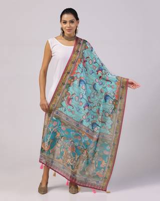 Digital print lilen blend zari dupatta for women and girls to wear on gown chaniya choli kurti etc 1