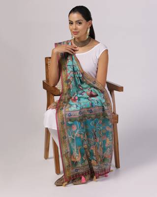 Digital print lilen blend zari dupatta for women and girls to wear on gown chaniya choli kurti etc 4