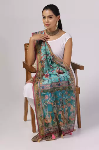 Digital print lilen blend zari dupatta for women and girls to wear on gown chaniya choli kurti etc