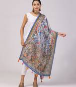 Digital print lilen blend zari dupatta for women and girls to wear on gown chaniya choli kurti etc