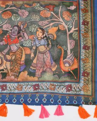 Digital print lilen blend zari dupatta for women and girls to wear on gown chaniya choli kurti etc 5