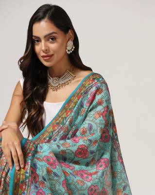 Digital print lilen blend zari dupatta for women and girls to wear on gown chaniya choli kurti etc 4