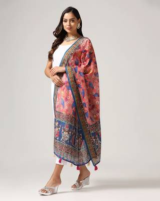 Digital print lilen blend zari dupatta for women and girls to wear on gown chaniya choli kurti etc 2