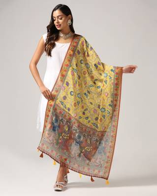 Digital print lilen blend zari dupatta for women and girls to wear on gown chaniya choli kurti etc 1