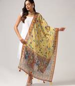 Digital print lilen blend zari dupatta for women and girls to wear on gown chaniya choli kurti etc