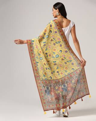 Digital print lilen blend zari dupatta for women and girls to wear on gown chaniya choli kurti etc 3
