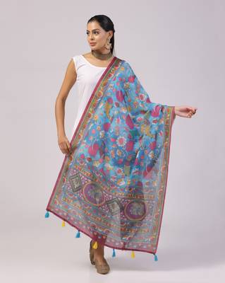 Digital print lilen blend zari dupatta for women and girls to wear on gown chaniya choli kurti etc 1