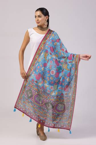 Digital print lilen blend zari dupatta for women and girls to wear on gown chaniya choli kurti etc