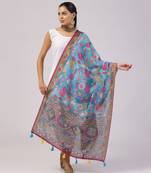 Digital print lilen blend zari dupatta for women and girls to wear on gown chaniya choli kurti etc