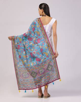 Digital print lilen blend zari dupatta for women and girls to wear on gown chaniya choli kurti etc 3