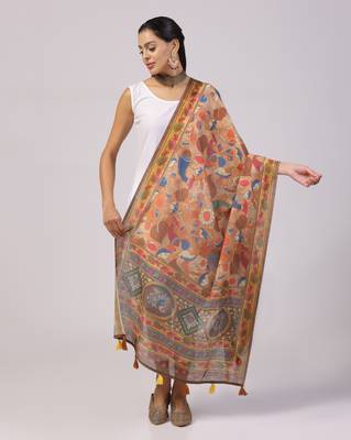 Digital print lilen blend zari dupatta for women and girls to wear on gown chaniya choli kurti etc 1
