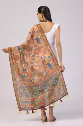 Digital print lilen blend zari dupatta for women and girls to wear on gown chaniya choli kurti etc