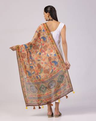 Digital print lilen blend zari dupatta for women and girls to wear on gown chaniya choli kurti etc 4