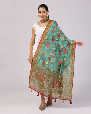 Digital print lilen blend zari dupatta for women and girls to wear on gown chaniya choli kurti etc 1