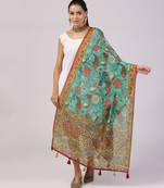 Digital print lilen blend zari dupatta for women and girls to wear on gown chaniya choli kurti etc