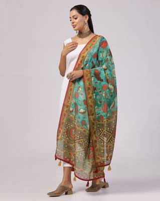 Digital print lilen blend zari dupatta for women and girls to wear on gown chaniya choli kurti etc 2
