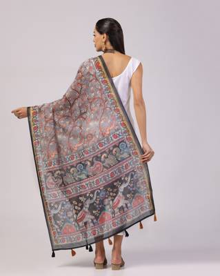 Digital print lilen blend zari dupatta for women and girls to wear on gown chaniya choli kurti etc 3
