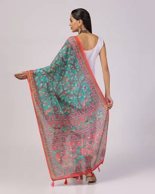 Digital print lilen blend zari dupatta for women and girls to wear on gown chaniya choli kurti etc 3