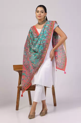 Digital print lilen blend zari dupatta for women and girls to wear on gown chaniya choli kurti etc
