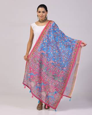 Digital print lilen blend zari dupatta for women and girls to wear on gown chaniya choli kurti etc 1
