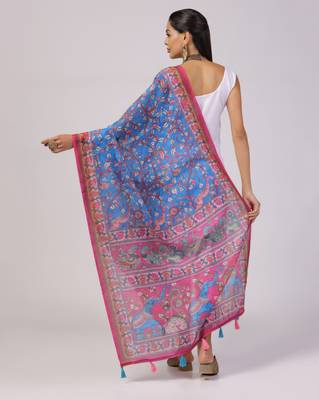Digital print lilen blend zari dupatta for women and girls to wear on gown chaniya choli kurti etc 3