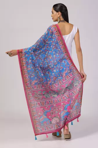 Digital print lilen blend zari dupatta for women and girls to wear on gown chaniya choli kurti etc